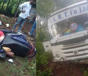 ಶಿವಮೊಗ್ಗ : ಖಾಸಗಿ ಬಸ್ ಬೈಕ್‌ಗೆ ಡಿಕ್ಕಿ | ತಾಯಿ-ಮಗು ಸ್ಥಳದಲ್ಲೇ ಸಾವು