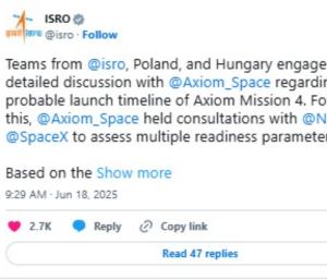 Newdelhi : ISS ಗೆ ತೆರಳಬೇಕಿದ್ದ ಭಾರತೀಯ ಗಗನಯಾತ್ರಿ ಶುಭಾಂಶು ಶುಕ್ಲಾ ಯಾನ ಮತ್ತೆ ವಿಳಂಬ