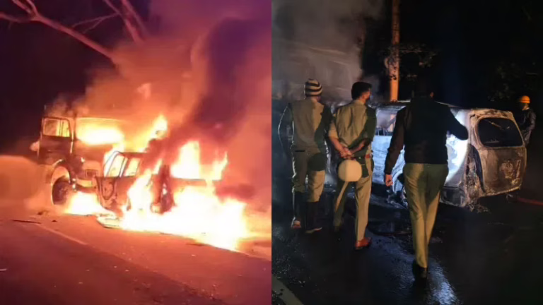 An-Innova-driver-was-tragically-burnt-alive-in-a-collision-with-a-tipper-truck-in-Srirangapatna