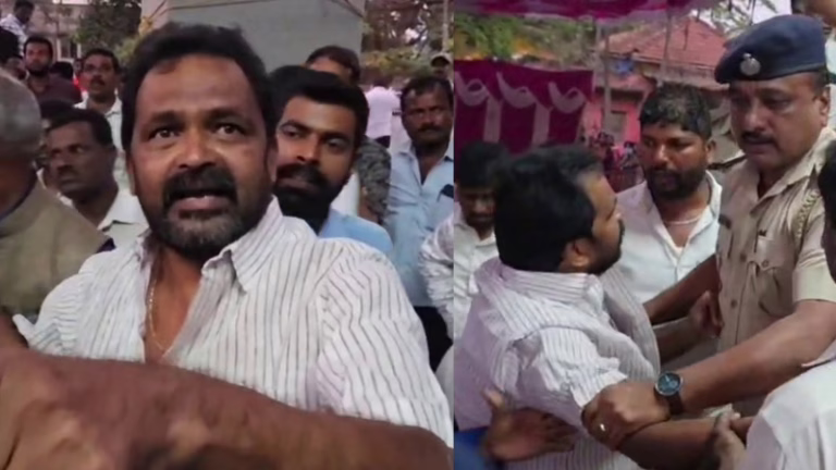 Congress-Leaders-fight-infront-Minister-Krishna-Byre-Gowda-in-Sakleshpura