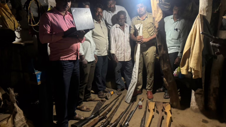 Accused-arrested-for-illegally-manufacturing-guns-at-home-in-Shikaripur-